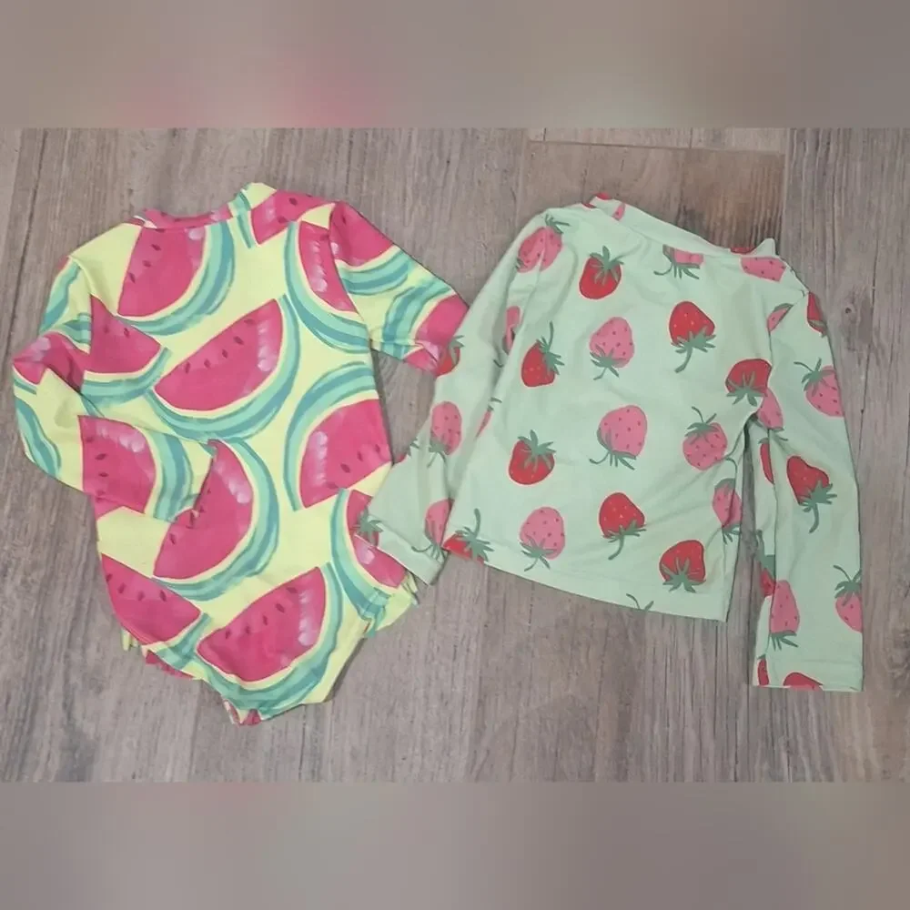 Carter's Watermelon and Strawberry Print Kids Swimsuits Sz 18m #1861